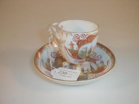 A 19thC German porcelain cabinet cup and saucer