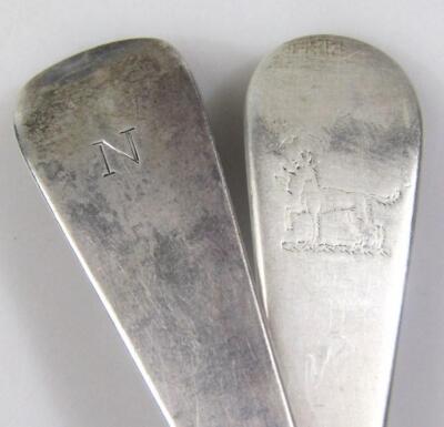 Two 18thC silver tablespoons - 2