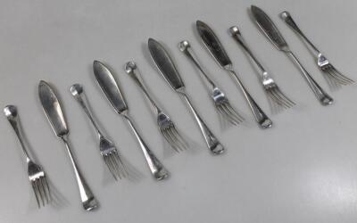 A set of George V silver fish eaters