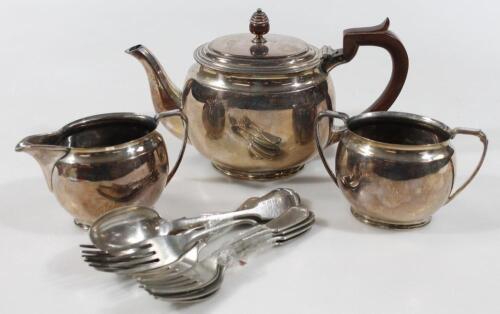 An early 20thC silver plated three piece tea service