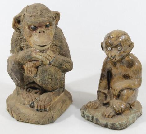 An early to mid 20thC pottery figure of a monkey