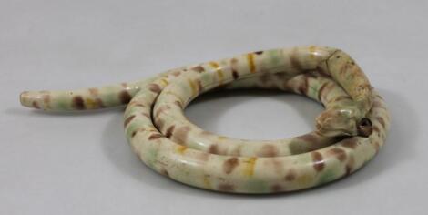 An unusual 18thC style entwined Palissy style serpent pipe