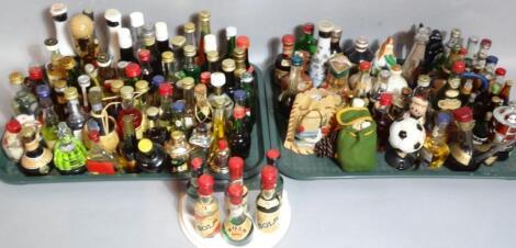 Various miniature bottles of alcohol