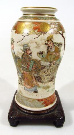 A late 19thC Japanese Meiji period satsuma baluster vase