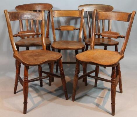 Five various 19thC ash and elm kitchen chairs