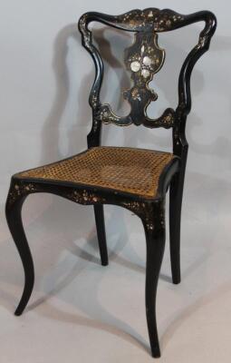 A late 19thC ebonised mother of pearl salon chair