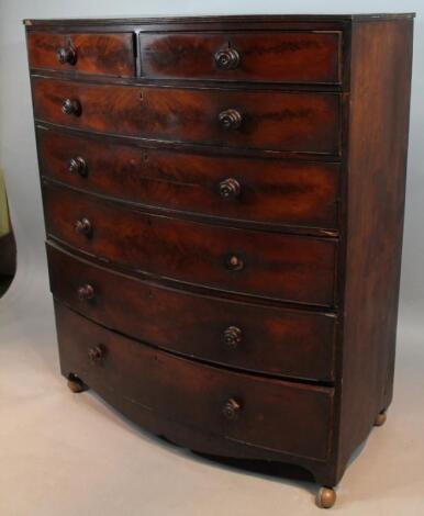 An early 19thC mahogany bow fronted chest