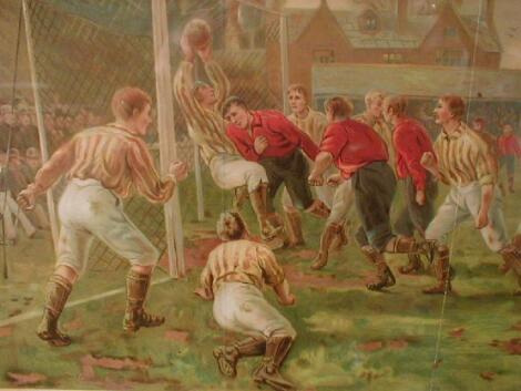 A chromo lithograph from the Boy's Own paper entitled 'Goal'