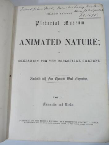 Knights Pictorial Museum Of Animated Nature and Companion For The Zoological Gardens/London Printing