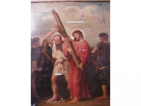 19thC European School. Subject: Simon of Cyrene relieving Christ of the cross