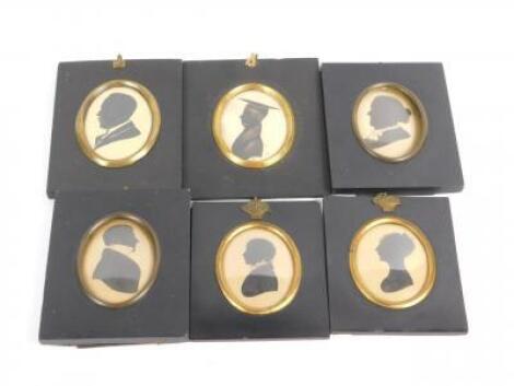 A group of six 19thC and 20thC portrait silhouette miniatures