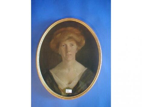 Late 19thC British School. Head and shoulders portrait of a female. Crayon paper