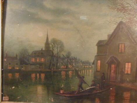 Late 19thC British School. Subject: Datchet Flooded