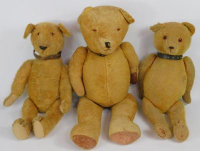 Three straw filled Teddy bears