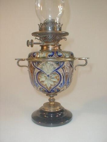 A Doulton Lambeth oil lamp