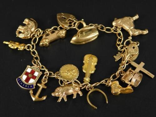 A 9ct gold charm bracelet