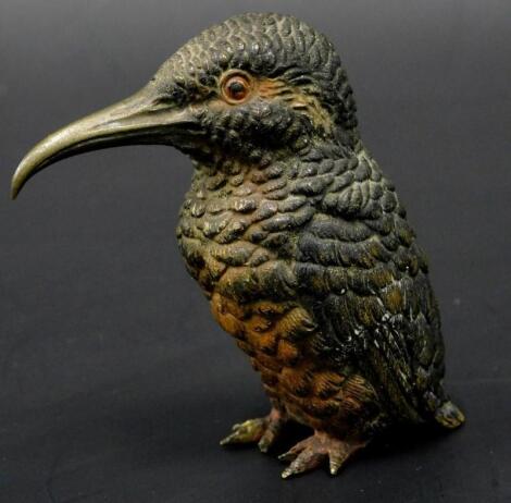 An early 20thC cold painted bronze figure of a kingfisher