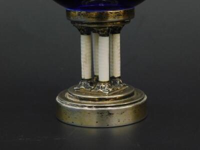 A 19thC German blue glass pedestal bowl - 2