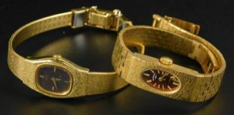 Two gold plated ladies wristwatches