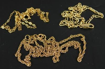 Three 9ct gold chains