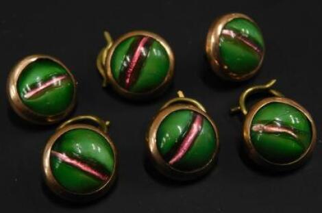 Six gilt metal stone set collar studs