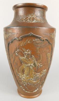 A Japanese bronzed spelter vase