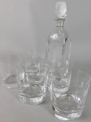 A late 20thC Scandinavian Orrefors glass decanter and stopper