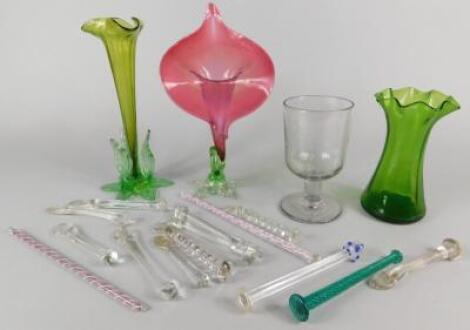 A collection of coloured glass etc.