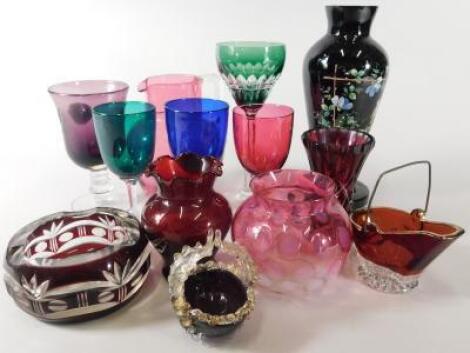 A collection of Victorian and later coloured glass