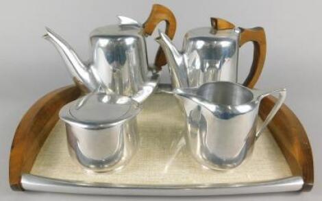 A Piquot ware enamel four piece tea set