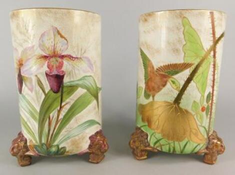 A pair of Staffordshire ceramic vases