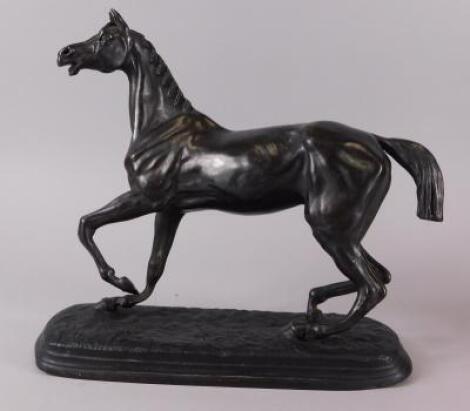 A modern bronzed spelter casting of a horse