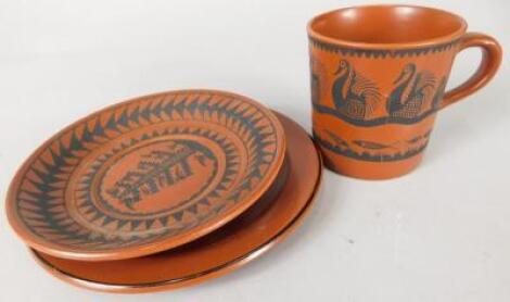 Three Royal Worcester items designed by Scottie Wilson