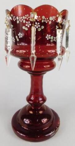 A Victorian ruby tinted lustre