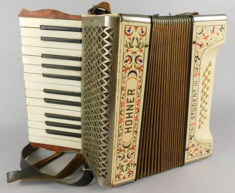 A Hohner Student III piano accordion