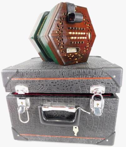 A Victorian rosewood concertina