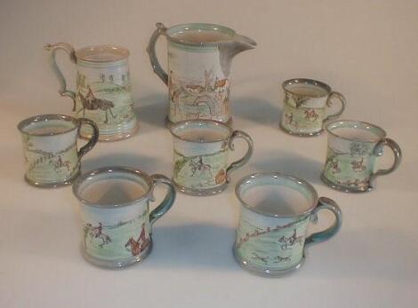 A Denby Pottery Glynware hunting set comprising jug