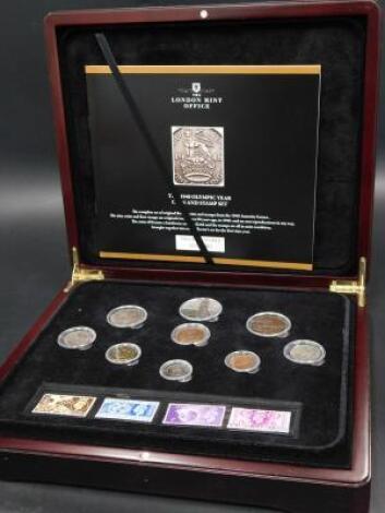 A London Mint Office 1948 Olympic Year coin and stamp set