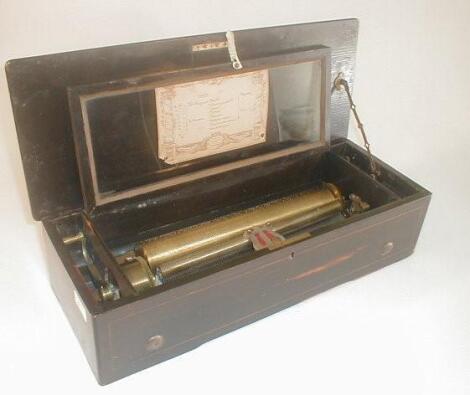 A 19thC Swiss cylinder musical box