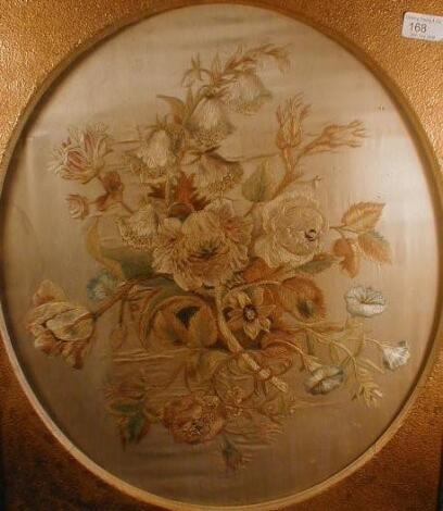 A Victorian Silkwork panel