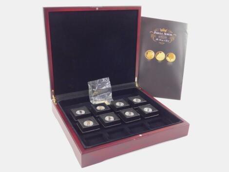 Eleven Fabula Aurum gold proof half crown coins