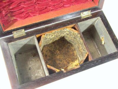 An early 19thC rosewood and brass inlaid tea caddy - 3