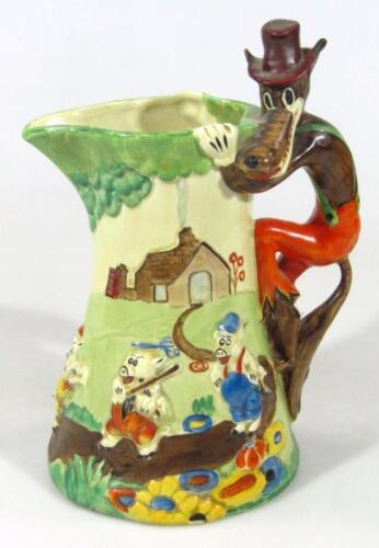 A 1930s Wade Heath Three Little Pigs jug