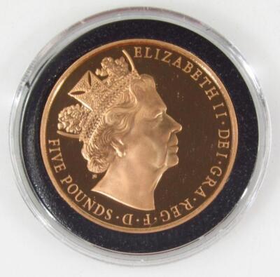 A 1952-2015 22ct gold proof £5 coin - 2