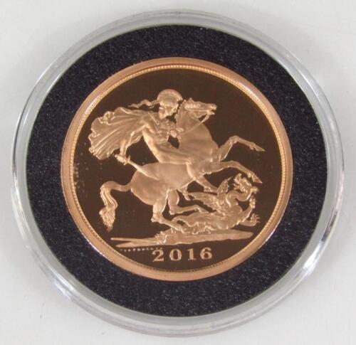 A 2016 quintuple sovereign 22ct gold proof £5 coin