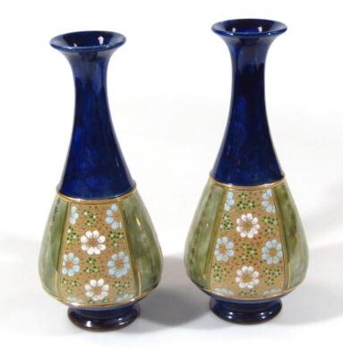 A pair of early 20thC Royal Doulton stoneware Slater's patent vases
