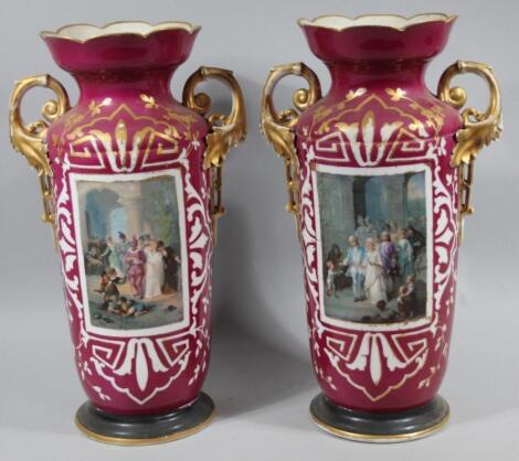 A pair of early 20thC Continental miniature porcelain vases