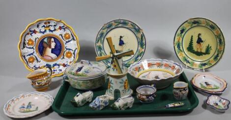 Various Quimper and other pottery