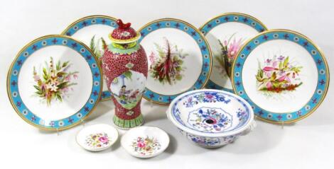 A set of four mid 19thC cabinet plates