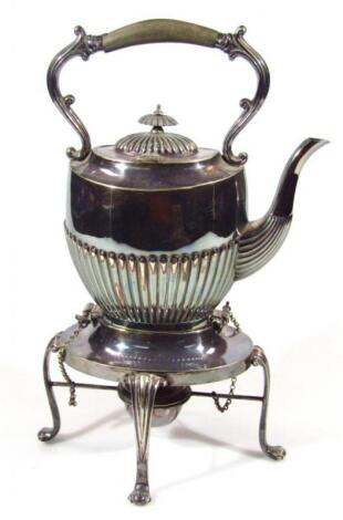 An early 20thC silver plated spirit kettle